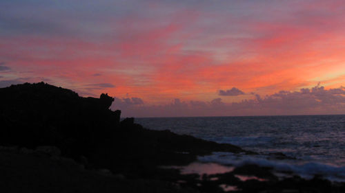 Scenic view of sea during sunset