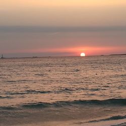 View of sea against cloudy sky during sunset