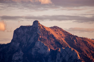 Scenic view of mountains against sky during sunset