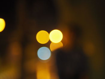 Defocused image of illuminated street lights at night