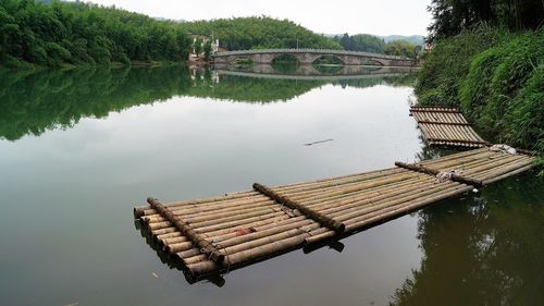 High angle view of lake against sky