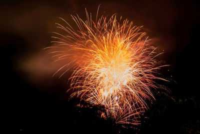 Firework display at night