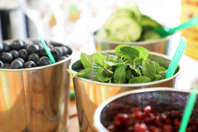 Close-up of fruits in bowl on table