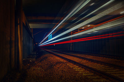 Blurred motion of train at night