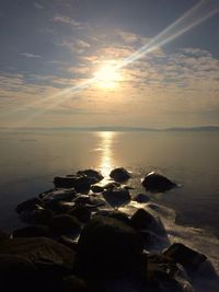 Scenic view of sea against sky during sunset