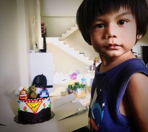 Portrait of boy at home