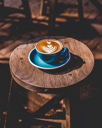 Close-up of coffee cup on table