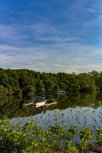 Scenic view of lake against sky