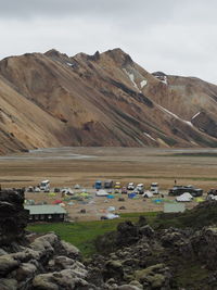 Scenic view of landscape and mountains against sky