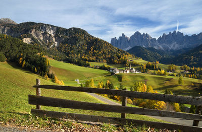 Scenic view of landscape and mountains against sky