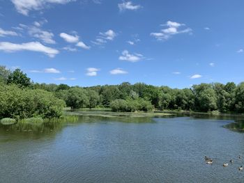 Scenic view of lake against sky