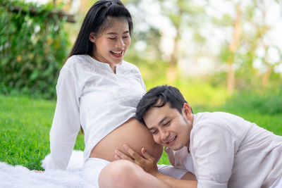 Young couple smiling