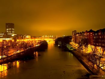 River in city at night