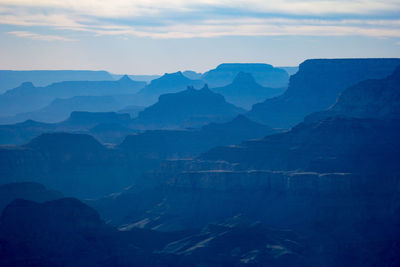 Aerial view of mountains against cloudy sky