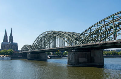  train bridge hohenzollernbrücke over the rhine in the center of the city of cologne