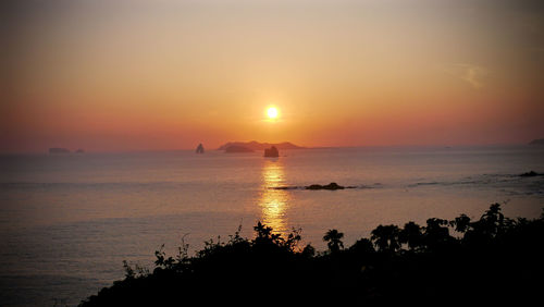 Scenic view of sea during sunset