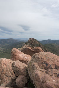 Rock formations on landscape against sky