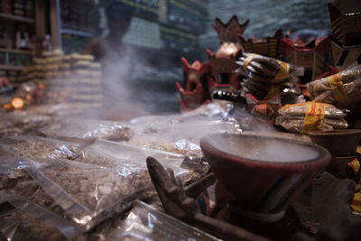 Close-up of incense for sale at market