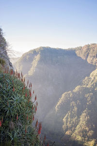 Scenic view of mountains against clear sky