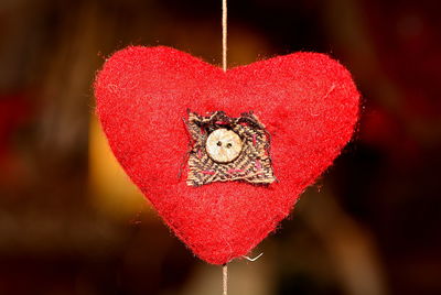 Close-up of heart shape decoration hanging