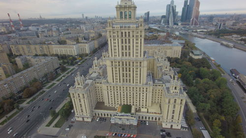 High angle view of city street