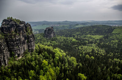 Scenic view of mountain against cloudy sky