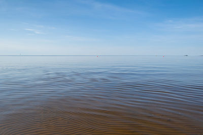 Scenic view of sea against blue sky