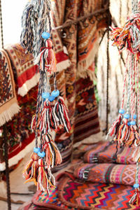 Ropes and fabric for sale at market stall