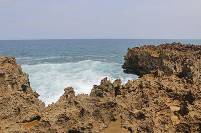 Scenic view of sea against clear sky