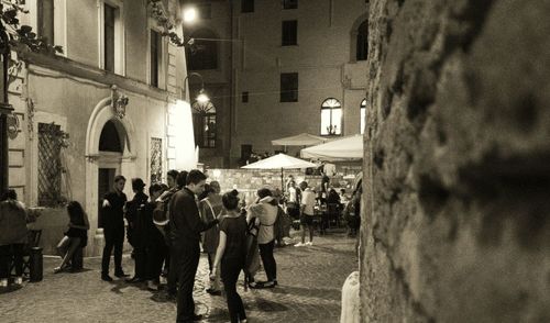 People standing on city street