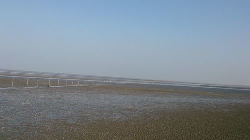 Scenic view of sea against clear sky