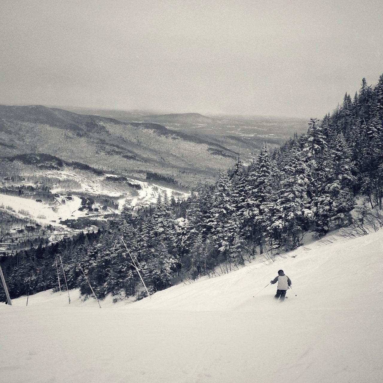 snow, winter, cold temperature, landscape, mountain, season, leisure activity, high angle view, clear sky, weather, tranquil scene, nature, lifestyles, scenics, beauty in nature, tranquility, unrecognizable person, men