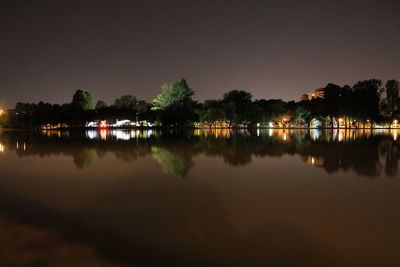 Scenic view of lake against sky at night