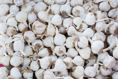 Full frame shot of garlic bulbs at market