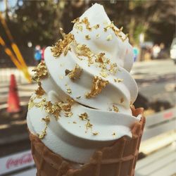 Close-up of vanilla ice cream cone