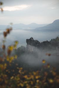 Scenic view of mountains against sky