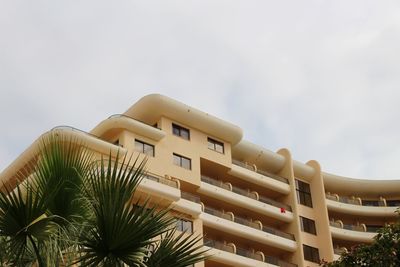 Low angle view of palm trees against sky