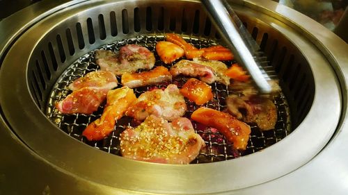 Close-up of food in cooking pan