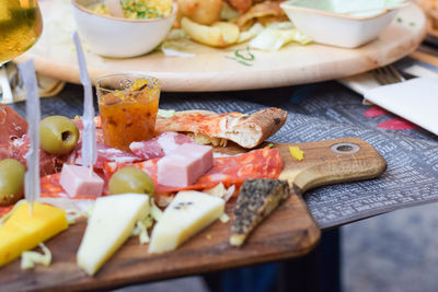 Close-up of food on cutting board