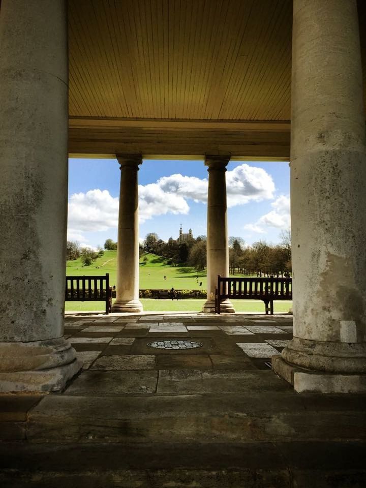 architecture, built structure, architectural column, indoors, sky, column, arch, cloud - sky, history, day, sunlight, bridge - man made structure, no people, pillar, building exterior, railing, cloud, famous place, tree, travel destinations