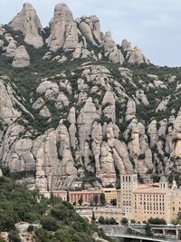 Low angle view of rock formations