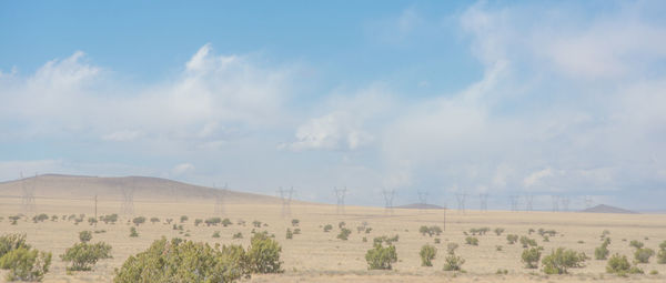 Panoramic view of field against sky