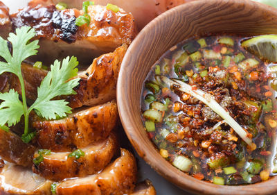 Close-up of meal at table