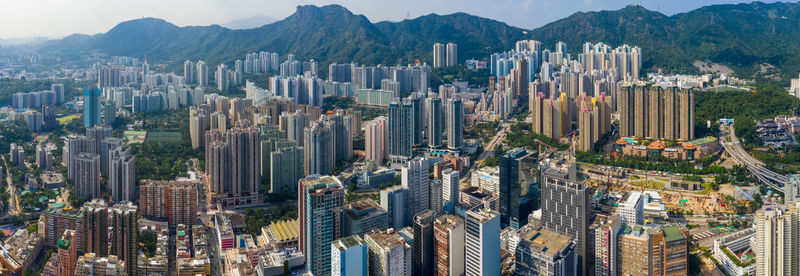 Aerial view of modern buildings in city