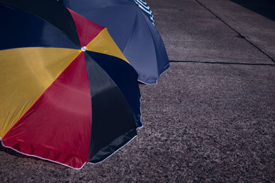 High angle view of multi colored umbrella
