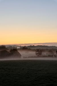 Scenic view of landscape against sky during sunset