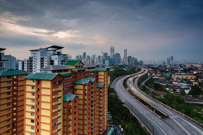 Panoramic view of cityscape against sky