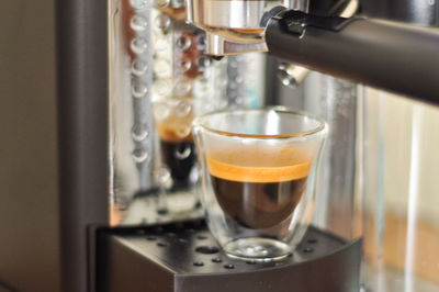 Close-up of coffee in glass