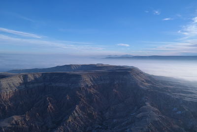 Scenic view of mountains against cloudy sky