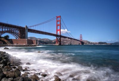 View of suspension bridge against sky